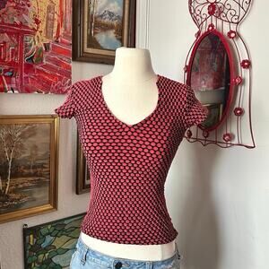 out pink black patterned short sleeve shirt